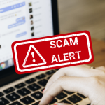 Facebook message with scam alert warning